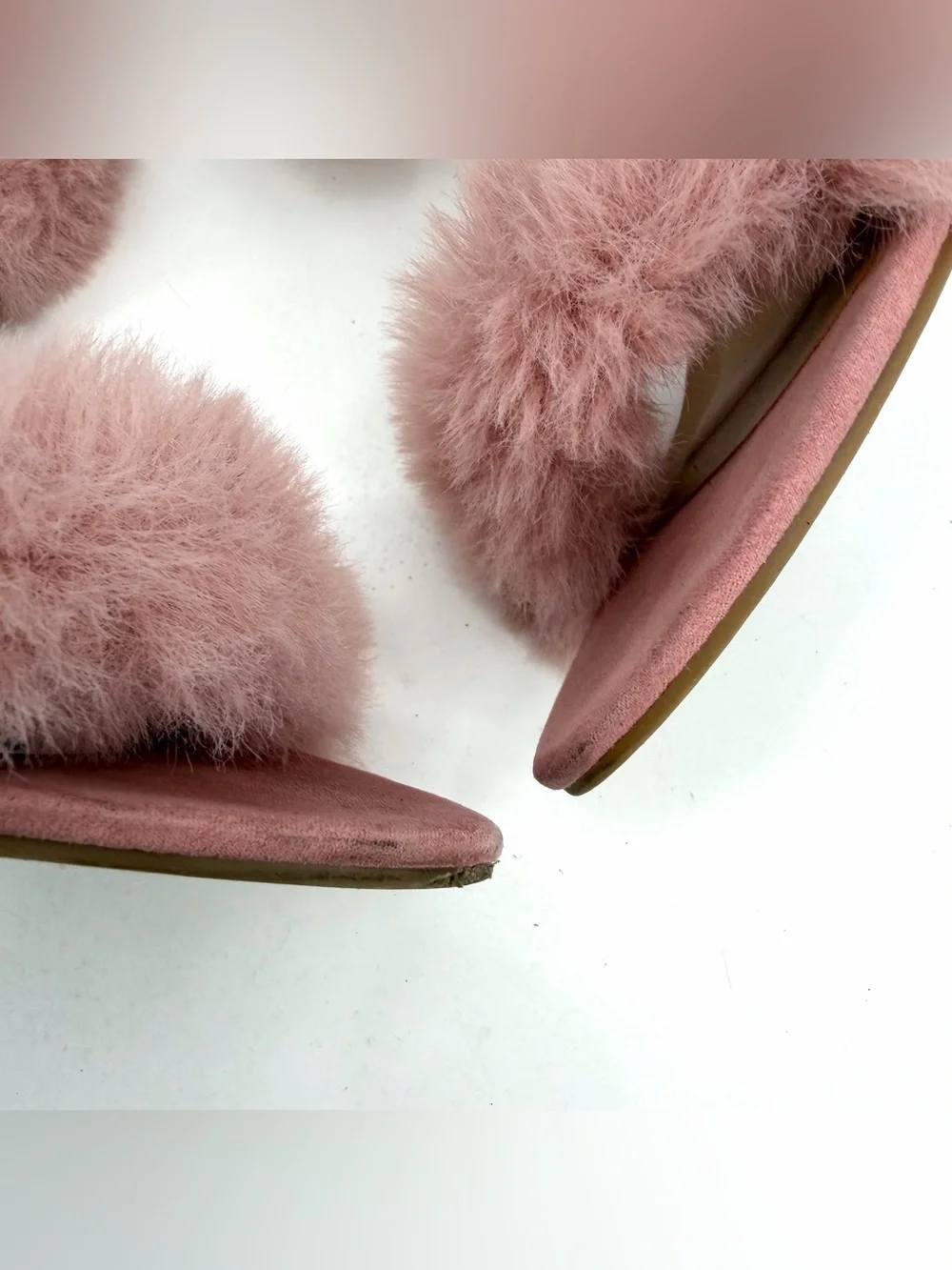 Anne Michelle High Heel Sandals Womens 7.5 Pink Faux Fur Straps Stilettos Party
